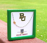Baylor Bears BU Logo Enamel Bead Necklace – 18K Gold Plated | Green