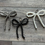Beaded Bow Purse Charm Chrome