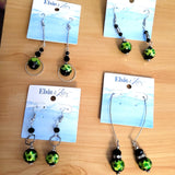 Green Glass Bead Hook Dangle Earring