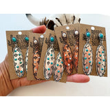 Western Stamped Stone Earrings Copper Thunderbird