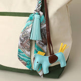 Vegan Leather Horse Tassel Scarf Keychain Bag Charm