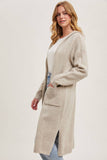 Longline Hoodie Drape Open Front Cardigan Coatigan Oatmeal