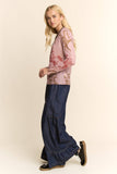 Running Horse Camo Printed Mesh Top — Dusty Pink