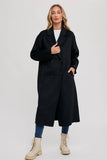 Handmade Double Breasted Longline Coat - Black