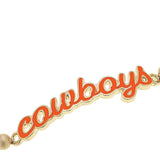 Oklahoma State Cowboys Script Game Day Ball Bead Stretch Bracelet in Satin Gold