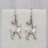Winter Deer Silver Dangle Earrings
