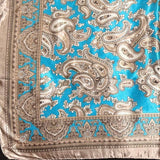 Light Blue & Mocha Tan Paisley Wild Rag | 36" Satin Western Scarf