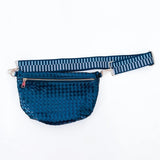 Metallic Navy Blue Woven Crossbody Sling Bum Belt Bag