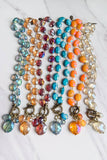 Carolina Iridescent Glass Bead Charm Necklace | Turquoise | Dylan Designs