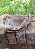 Livi Embossed Crocodile Print Dual Strap Crossbody Taupe Patent