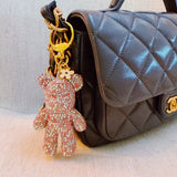Twinkle Teddy Luxe Bag Charm Keychain Pink Aurora Borealis Crystal Bear