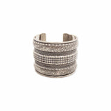 Silver Wide Embossed Floral Cuff Bracelet | Handmade in India