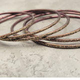 Copper Bronze with Glitter Thin Metal Bangles Metallics Stack of 6