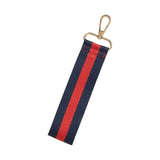 Navy Blue Red Preppy Stripe Wristlet Strap