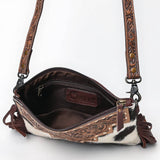 Hand-Tooled Leather Fringe & Hair-On Cowhide Western Crossbody Bag