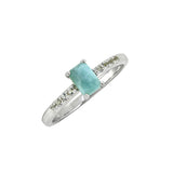 Larimar & White Topaz Halo Band Ring | 925 Sterling Silver
