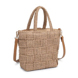 Chiara Woven Crossbody Bag | Tan with Vegan Leather Strap & Gold Hardware