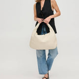 Victoria Woven Vegan Leather Hobo Bag | Oatmilk