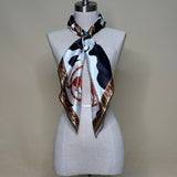 Cow Print Cowboy Silky Wild Rag | Black/Ivory/Rust