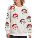 Sequined Santa Face Patch Sweatshirt White