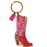 Lil Lady Cowgirl Country Western Enamel Keychain Rodeo Pink Glam Boot