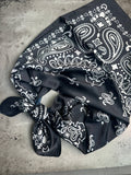 Black Bandana Paisley Western Wild Rag Scarf Silk Blend