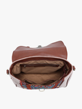 Harlow Aztec Embroidered Satchel in Black