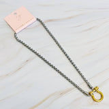 Horse Bit Pendant Box Chain Two Tone Necklace