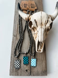 Western Checkered Pendant Necklace - Black Turquoise