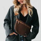 Woven Vegan Leather Crossbody Belt Bag – Coffee Check