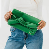 Billie Bow Convertible Clutch Crossbody Bag Emerald Green