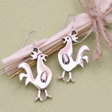 Country Girl Silver Chicken Earrings