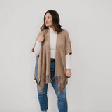 Prince Paisley Knitted Fringe Shawl Taupe