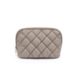 Cloud Kiss Quilted Puffer Nylon Cosmetic Dome Pouch in Desert Sage