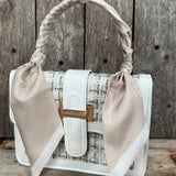 Tan Cream Striped Western Skinny Cowgirl Mini Wild Rag Scarf Necktie