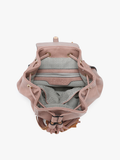 Jewel Fringe Bucket Backpack | Distressed Vegan Leather | Black