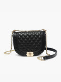 Diana Quilted Crossbody Bag | Snap Front Shoulder & Crossbody Purse Black