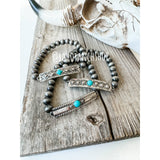 Aztec Boho Western Concho Stretch Bracelet Round Center Concho Bar Style 3