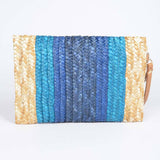 Colorful Faux Straw Envelope Clutch – Navy