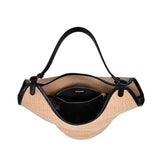 Ambrose Woven Straw Tote Bag in Natural Black