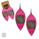 Aztec Print Feather Earring Pink