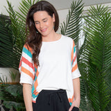 Daya Stripe Dolman Half Sleeve Scoop Neck Hi-Lo Top