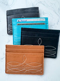 Pink Leather Boot Stitch Card Holder