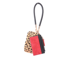 Genuine Leather Wristlet & Card Holder Set | Black Cheetah Print