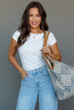 Gray & Cream Diamond Woven Tote Bag