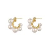 Pearl Elegant C Shape Hoop Earrings