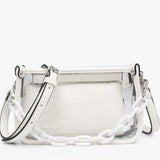 Jessica Clear Duo Crossbody Strap Chain Strap White