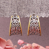 Filigree Heart Hoop Earrings — Silver & Gold