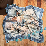 Wild Horses Watercolor Print Wild Rag Scarf | Blue | 36x36