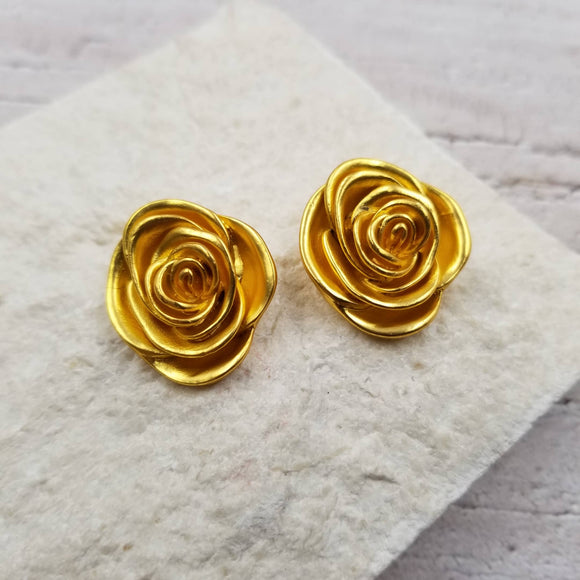 Rose Stud Earrings Gold